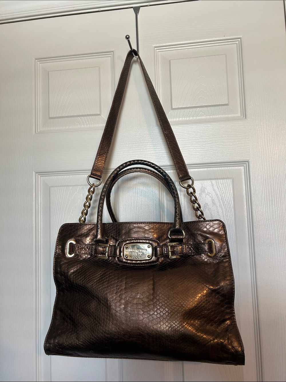 Michael Kors Metallic Bronze Leather Shoulder Bag